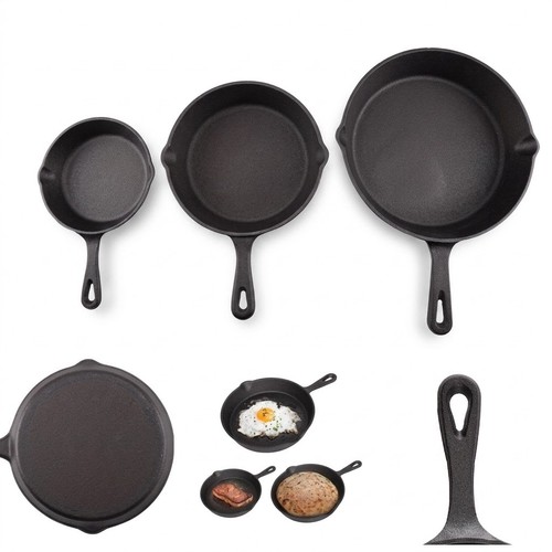 3pc cast iron frying pan - 3pc,